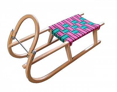Acra sáně 95 cm dřevěné A204 - růžovo-zelené