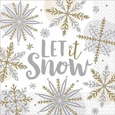 Papírové vánoční ubrousky Let it Snow 16 ks