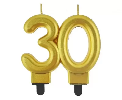 Svíčka narozeninová číslice 30 metalická zlatá