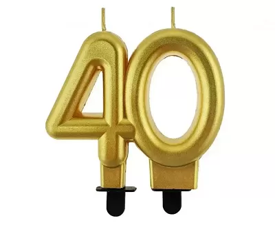 Svíčka narozeninová číslice 40 metalická zlatá