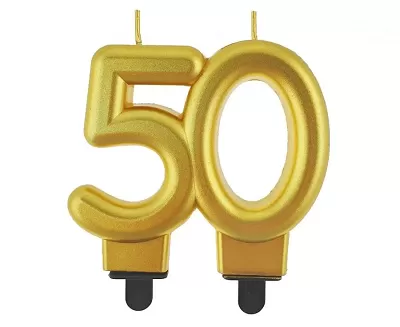 Svíčka narozeninová číslice 50 metalická zlatá