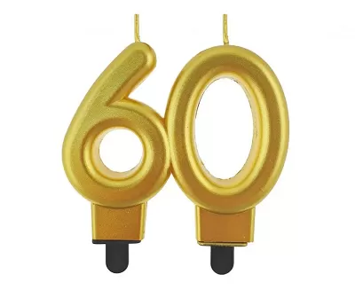 Svíčka narozeninová číslice 60 metalická zlatá