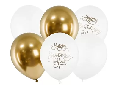 Latexové balonky zlato-bílé Happy birthday To You 6 ks