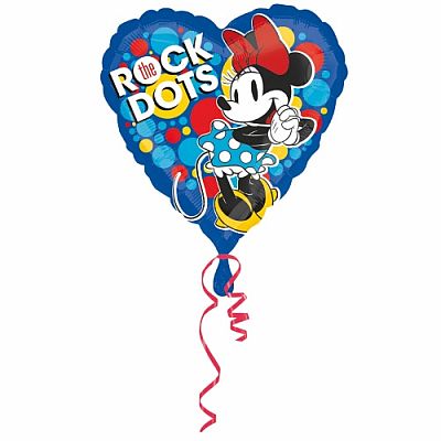 Foliový balonek srdce Minnie Mouse - rock dots 43 cm