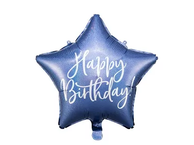 Foliový balonek Happy Birthday - Modrá Hvězda 40 cm