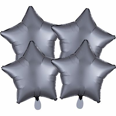Foliové balonky hvězdy Satin Luxe Grafitové, 4 ks