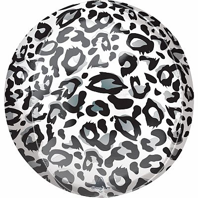 Foliový balonek koule Leopard - stříbrný 40 cm