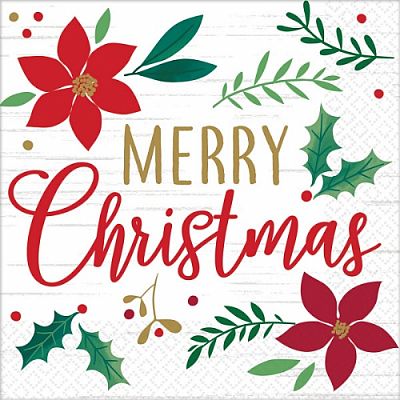 Papírové vánoční ubrousky Merry Christmas - barevné 16 ks