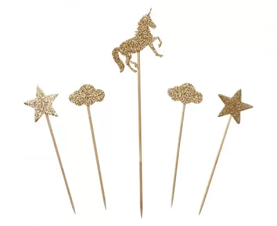 Napichovátka třpytivý Unicorn zlaté 5 ks
