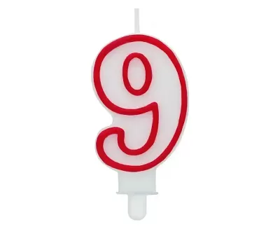 Svíčka narozeninová číslice červená 9
