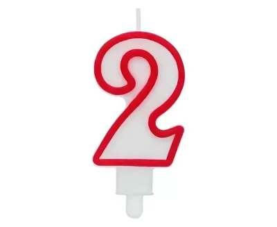 Svíčka narozeninová číslice červená 2