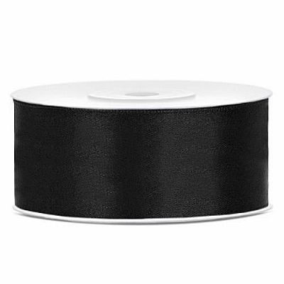 Saténová stuha černá 25 mm x 25 m