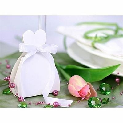 Dárkové svatební krabičky bílé Bride - 10 ks
