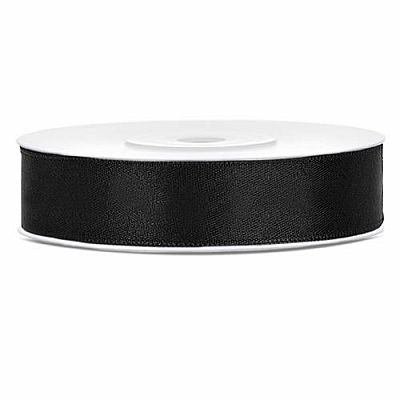 Saténová stuha černá 12 mm x 25 m