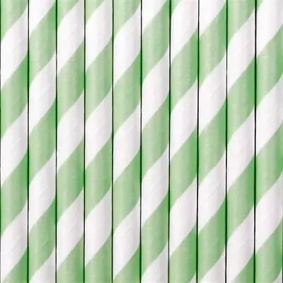 Papírová brčka mint-bílá - 10 ks