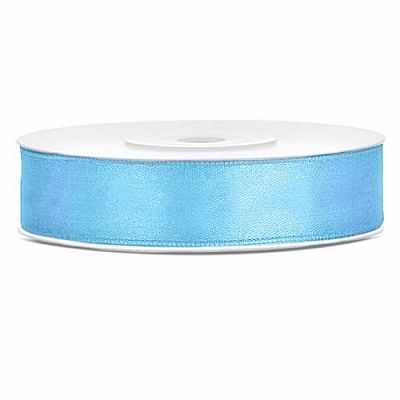 Saténová stuha azurová - světle modrá 12 mm x 25 m