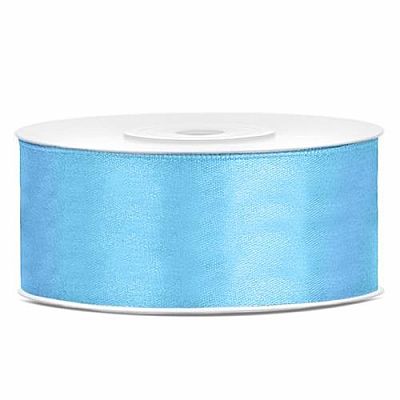 Saténová stuha azurové - světle modrá 25 mm x 25 m