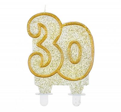 Svíčka narozeninová číslice 30 zlatá