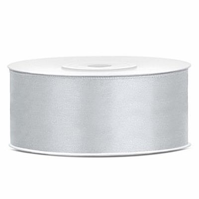 Saténová stuha stříbrná 25 mm x 25 m