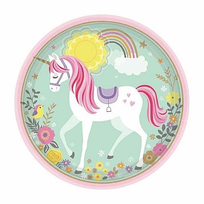 Papírové talíře Jednorožec - Magic 23 cm - 8 ks