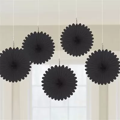 Dekorační rozety černá 15 cm - 5 ks