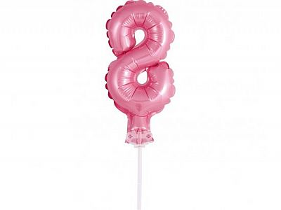 ČÍSLICE NA DORT nafukovací - 8 růžová, 13cm