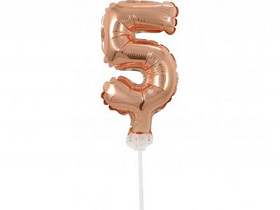 ČÍSLICE NA DORT nafukovací - 5 rose gold - 13cm
