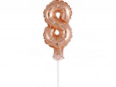 ČÍSLICE NA DORT nafukovací - 8 rose gold - 13cm