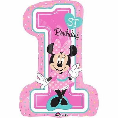 Foliový balonek 1st birthday Minnie 48 x 71 cm