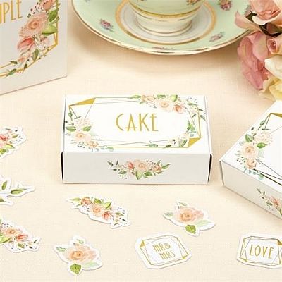 Dárkové svatební krabičky bílé s růží Cake - 10 ks