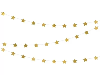 Závěsná girlanda hvězdičky zlaté 360 cm