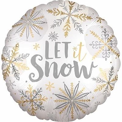Foliový balonek kulatý vločky Let it snow 45 cm