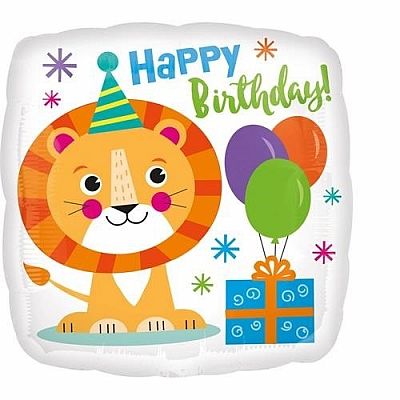 Foliový balonek Lev Happy Birthday 43 cm