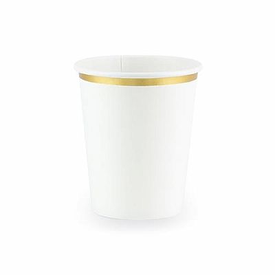 Party kelímky bílé se zlatým okrajem 6 ks