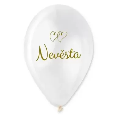 Latexový balonek Nevěsta a srdíčka 30 cm