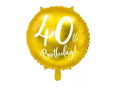 Foliový balonek zlatý - 40th Birthday - 45 cm