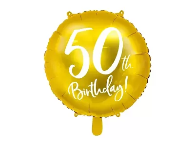 Foliový balonek zlatý - 50th Birthday - 45 cm