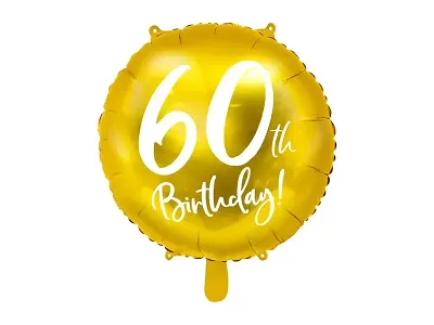 Foliový balonek zlatý - 60th Birthday - 45 cm