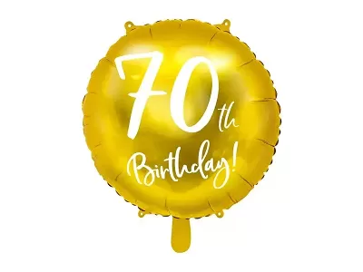 Foliový balonek zlatý - 70th Birthday - 45 cm