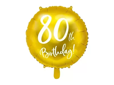 Foliový balonek zlatý - 80th Birthday - 45 cm