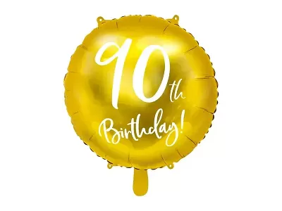 Foliový balonek zlatý - 90th Birthday - 45 cm