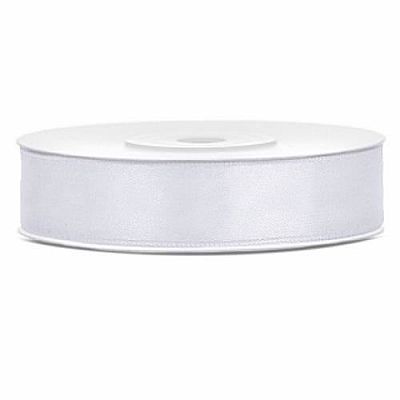Saténová stuha bílá 12 mm x 25 m