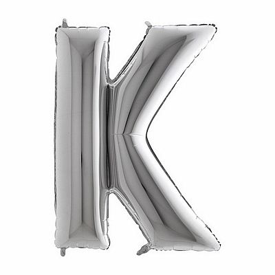 Foliové písmeno K stříbrné 102 cm