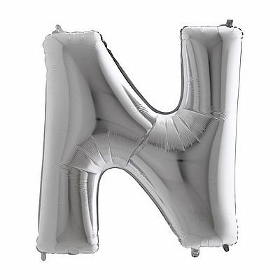 Foliové písmeno N stříbrné 102 cm