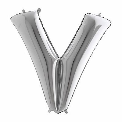 Foliové písmeno V stříbrné 102 cm