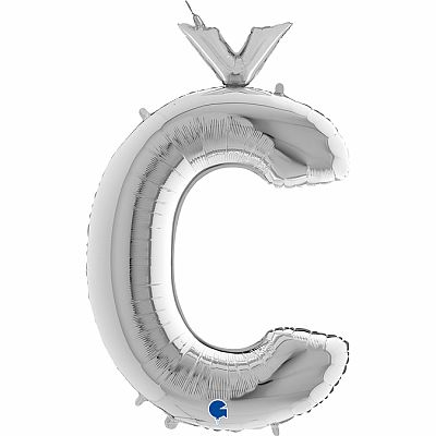Foliové písmeno Č stříbrné 102 cm