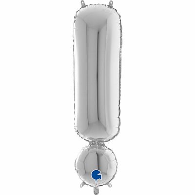 Foliový symbol Vykřičník ! stříbrný 102 cm