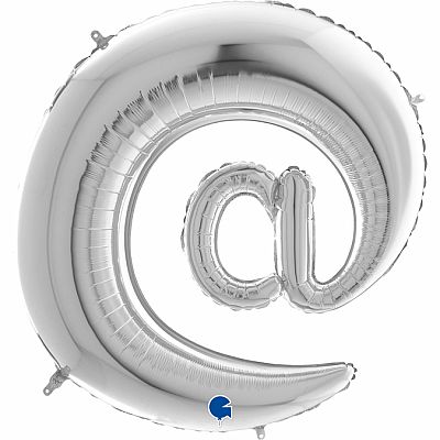Foliový symbol Zavináč @ stříbrný 102 cm