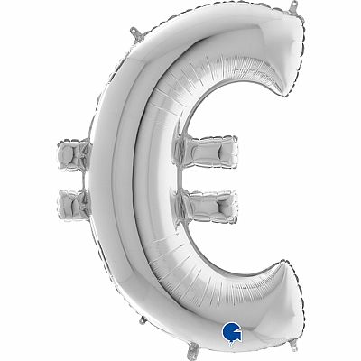 Foliový symbol Euro € stříbrný 102 cm