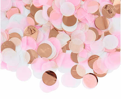Konfety papírovo-fóliové mix bílá-růžová-rosegold